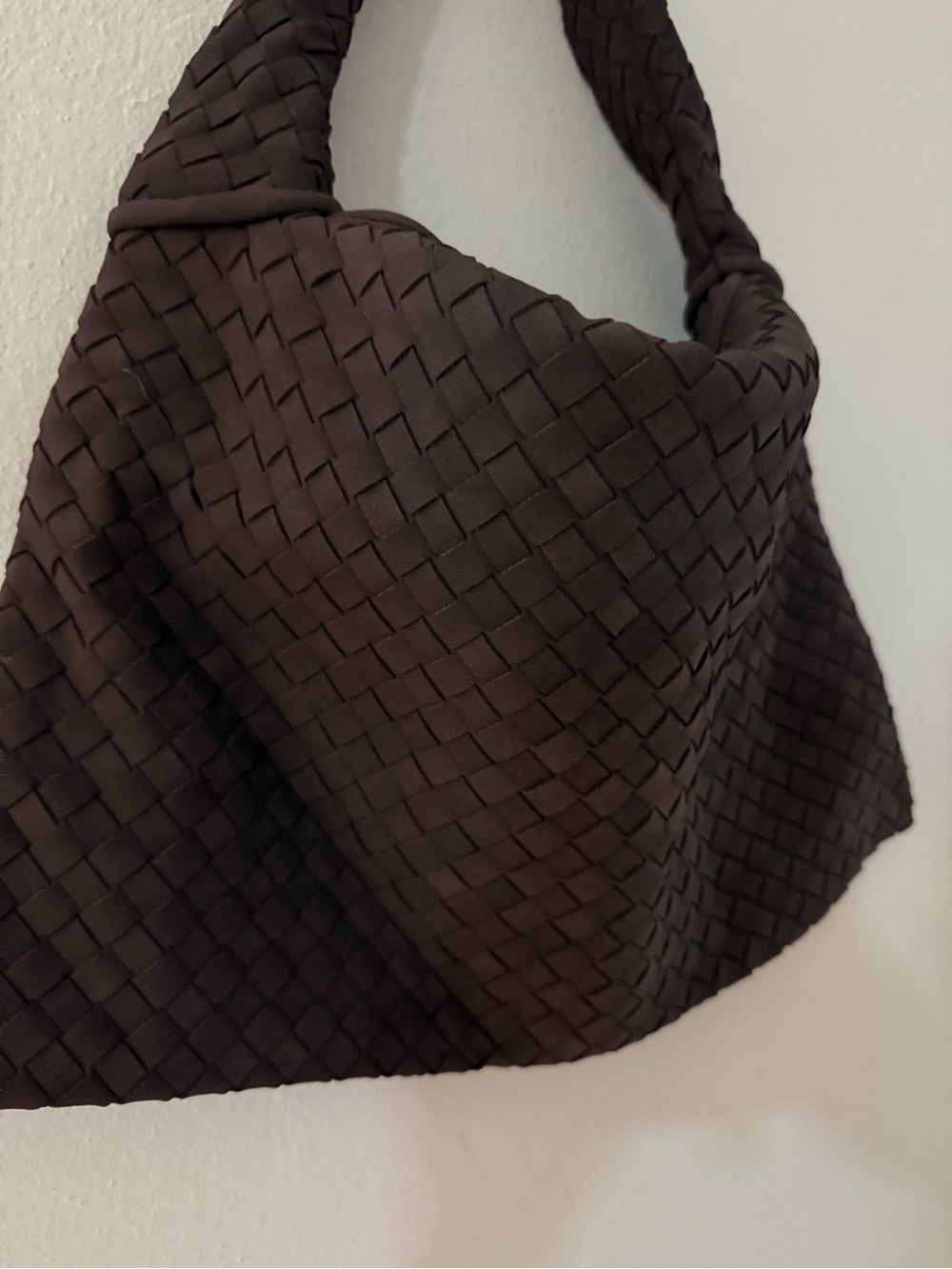 Woven Hobo Shoulder Bag in Dark Brown - Picture 2 of 3